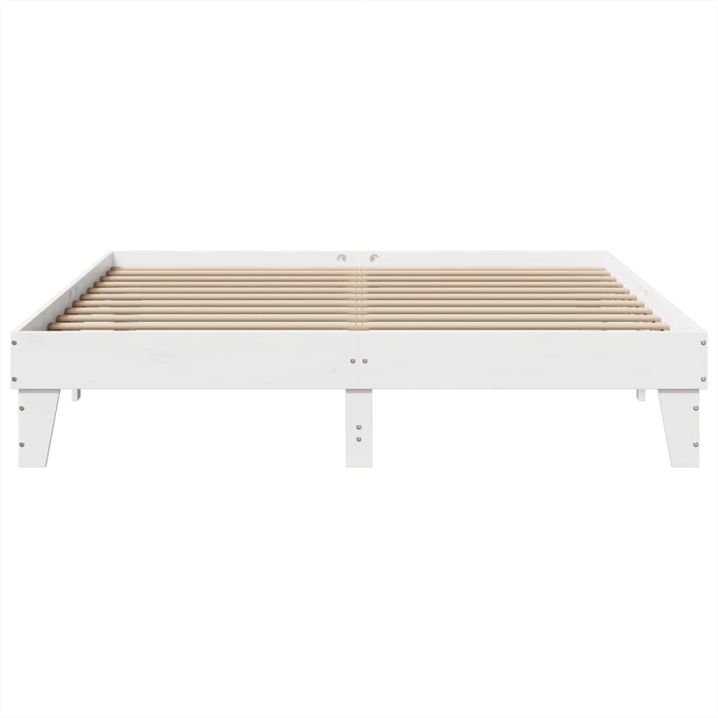 Bed Frame without Mattress White 200x200 cm Solid Wood Pine