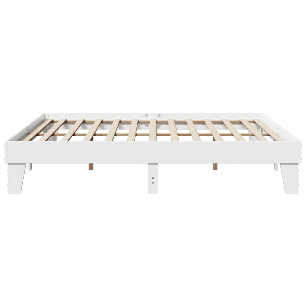 Bed Frame without Mattress White 200x200 cm Solid Wood Pine