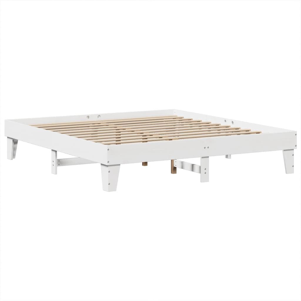 Bed Frame without Mattress White 200x200 cm Solid Wood Pine