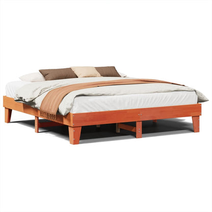 Bed Frame without Mattress Wax Brown 200x200 cm Solid Wood Pine