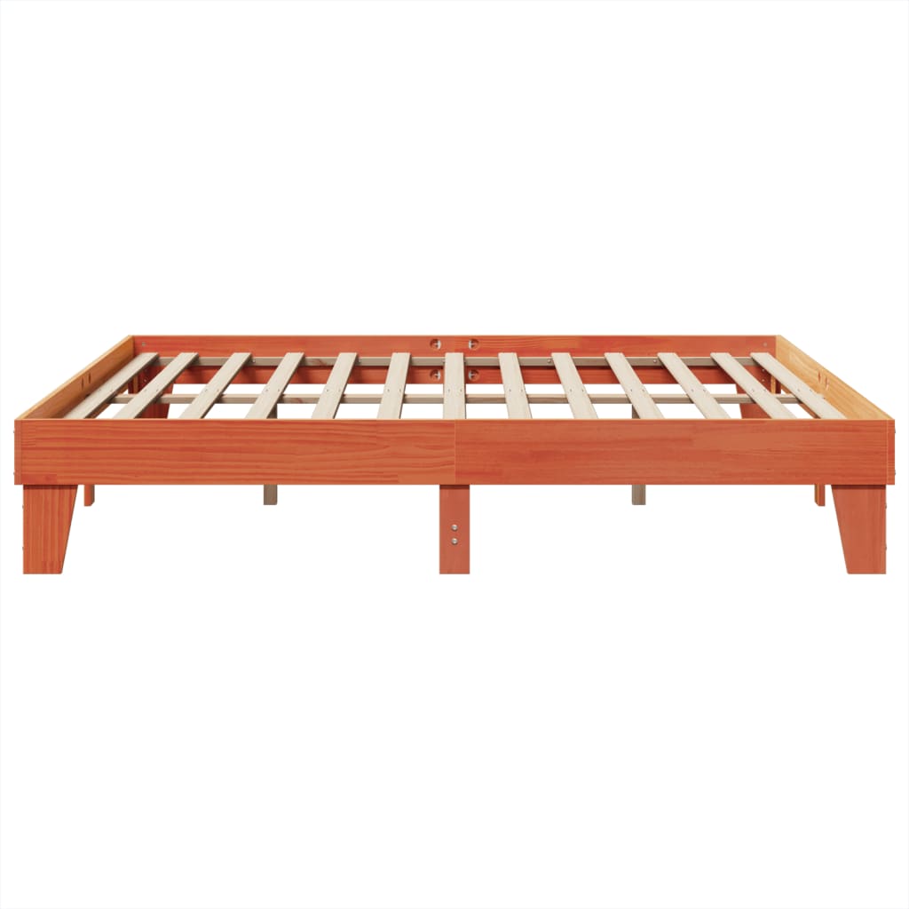 Bed Frame without Mattress Wax Brown 200x200 cm Solid Wood Pine