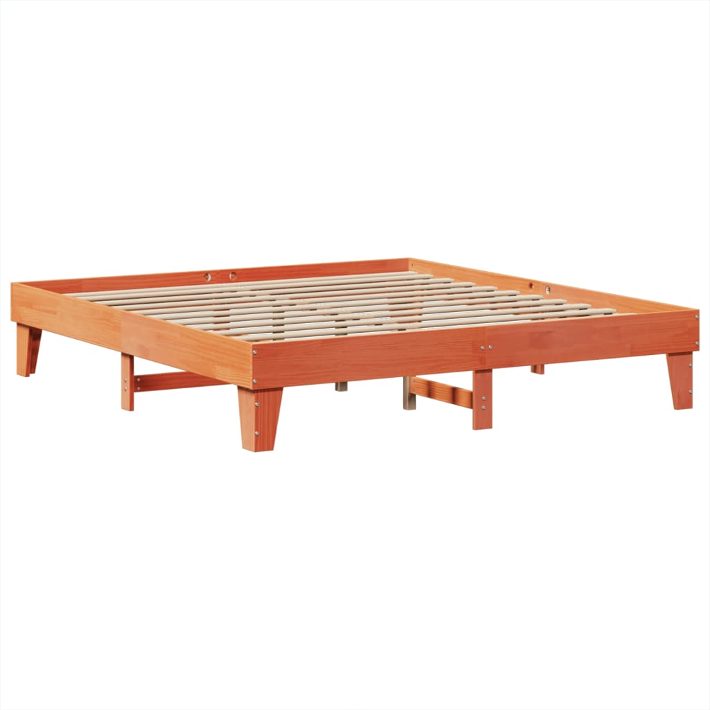 Bed Frame without Mattress Wax Brown 200x200 cm Solid Wood Pine