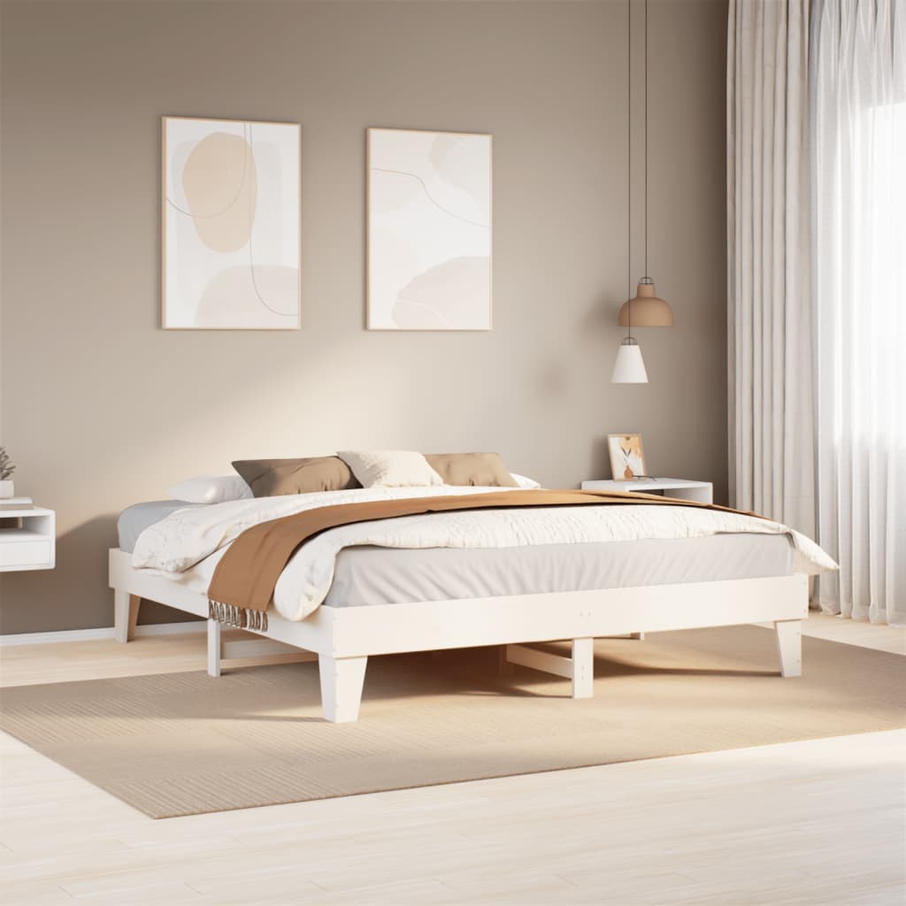 Bed Frame without Mattress White 180x200 cm Super King Solid Wood Pine