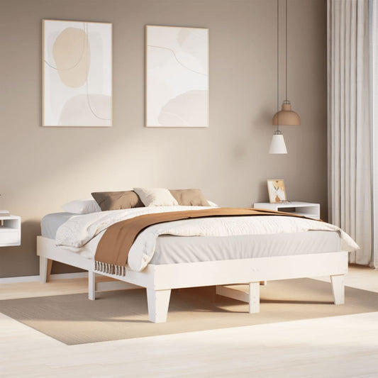 Bed Frame without Mattress White 160x200 cm Solid Wood Pine