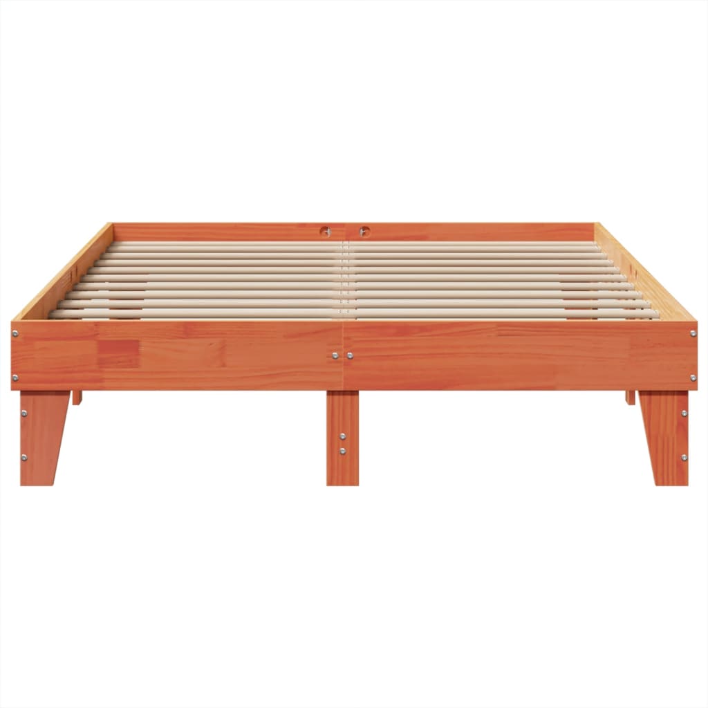 Bed Frame without Mattress Wax Brown 160x200 cm Solid Wood Pine