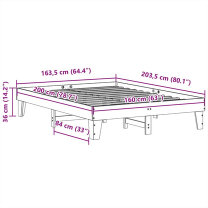 Bed Frame without Mattress Wax Brown 160x200 cm Solid Wood Pine