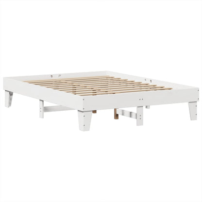 Bed Frame without Mattress White 150x200 cm King Size Solid Wood Pine