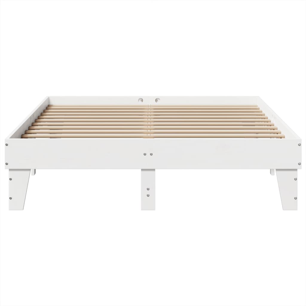 Bed Frame without Mattress White 150x200 cm King Size Solid Wood Pine