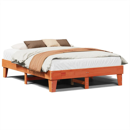 Bed Frame without Mattress Wax Brown 150x200 cm King Size Solid Wood Pine