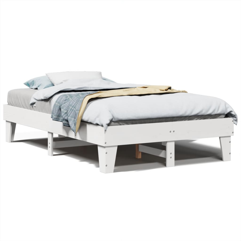 Bed Frame without Mattress White 120x200 cm Solid Wood Pine