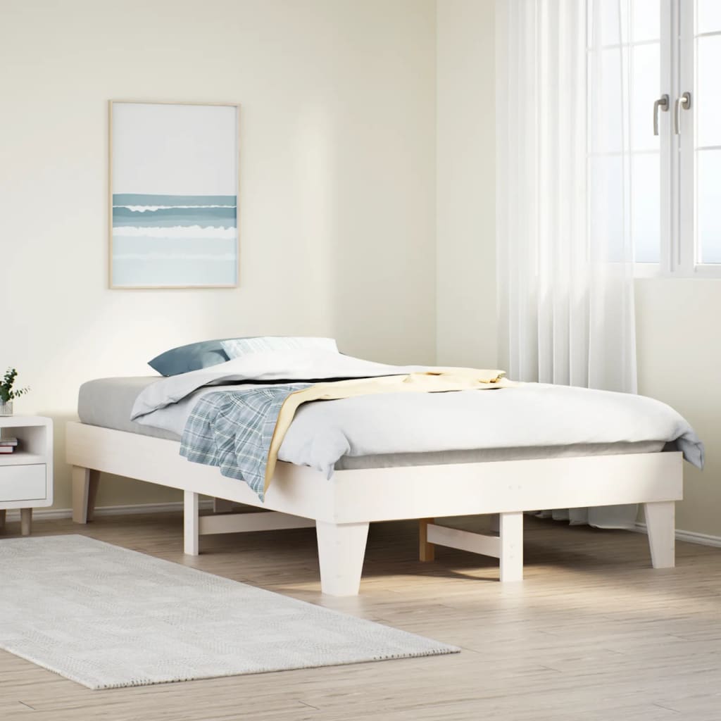 Bed Frame without Mattress White 120x200 cm Solid Wood Pine