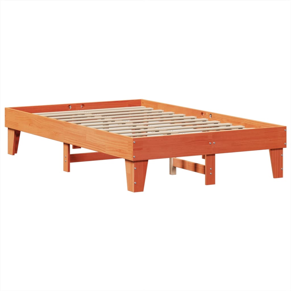 Bed Frame without Mattress Wax Brown 120x200 cm Solid Wood Pine