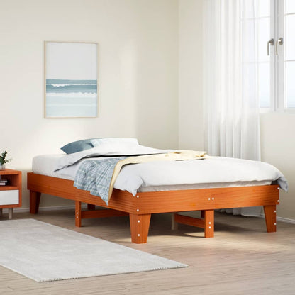 Bed Frame without Mattress Wax Brown 120x200 cm Solid Wood Pine