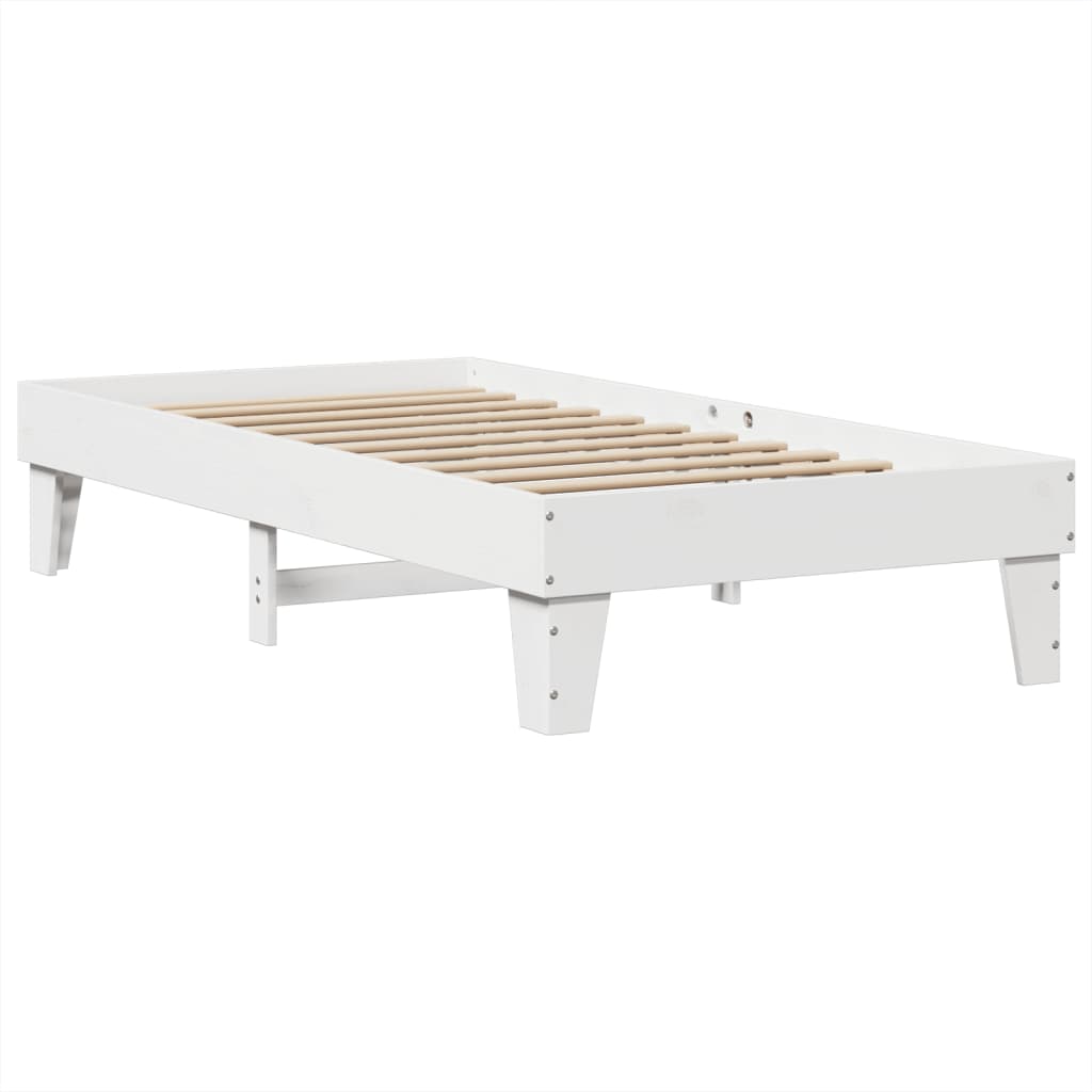 Bed Frame without Mattress White 100x200 cm Solid Wood Pine