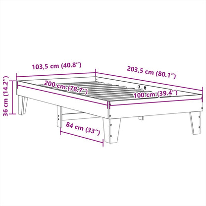 Bed Frame without Mattress White 100x200 cm Solid Wood Pine