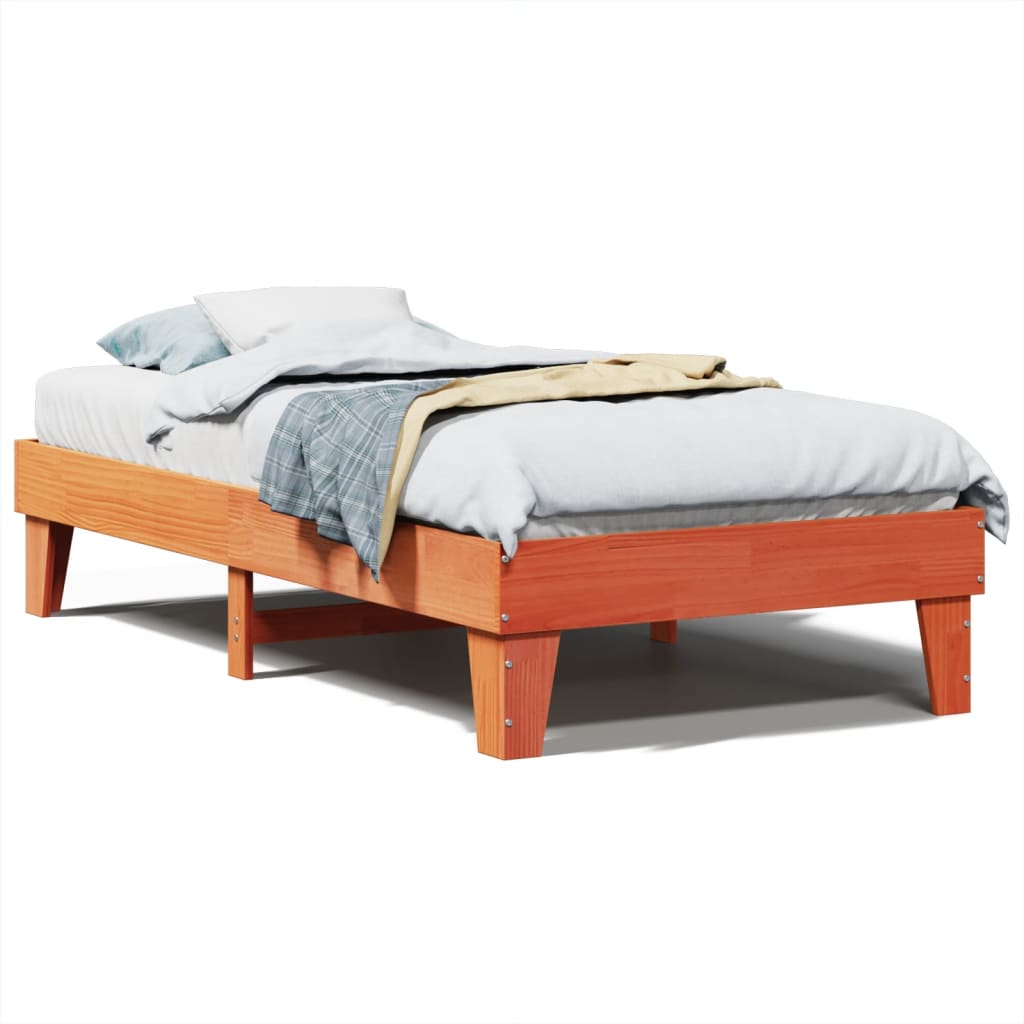 Bed Frame without Mattress Wax Brown 100x200 cm Solid Wood Pine