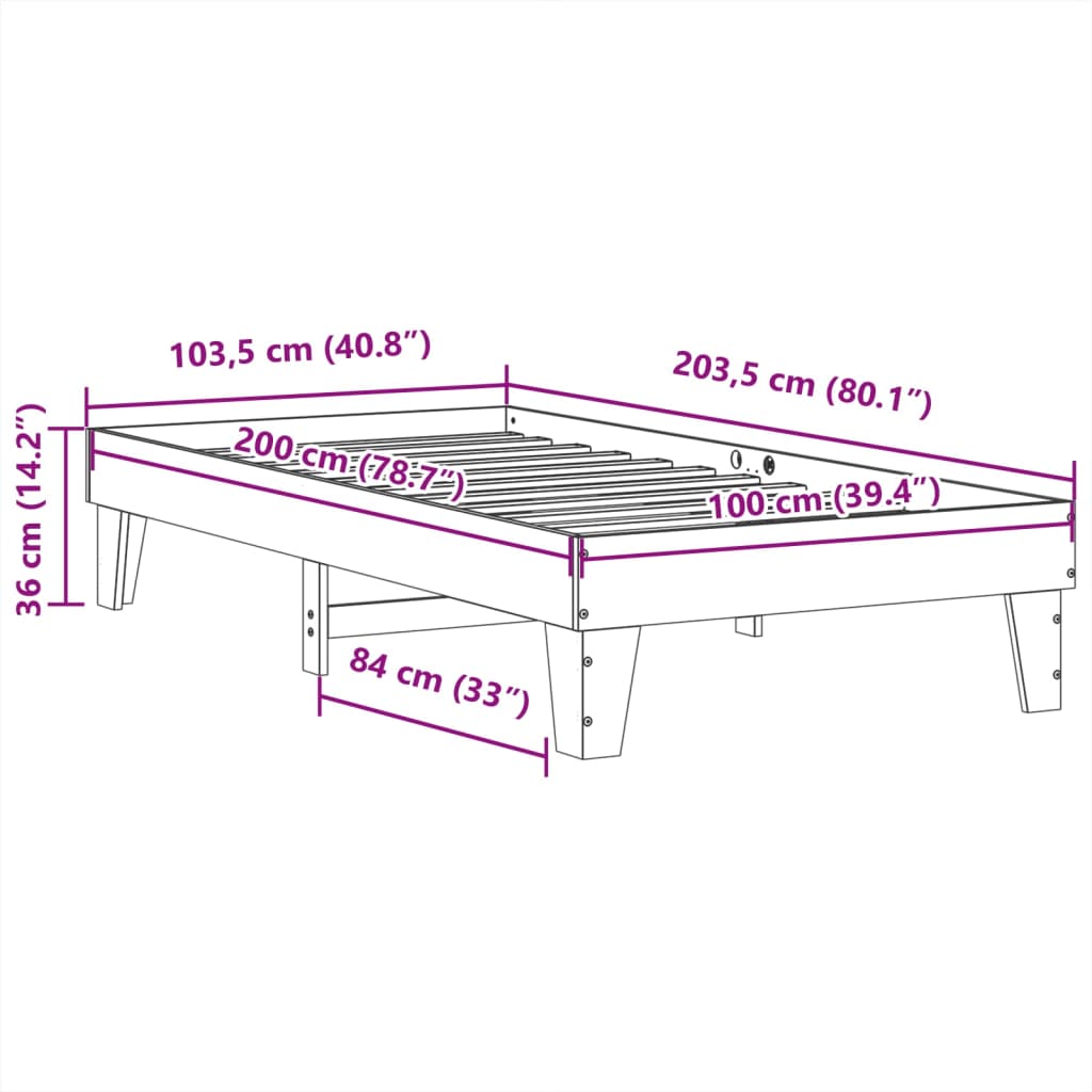 Bed Frame without Mattress Wax Brown 100x200 cm Solid Wood Pine