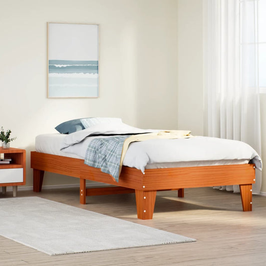 Bed Frame without Mattress Wax Brown 100x200 cm Solid Wood Pine