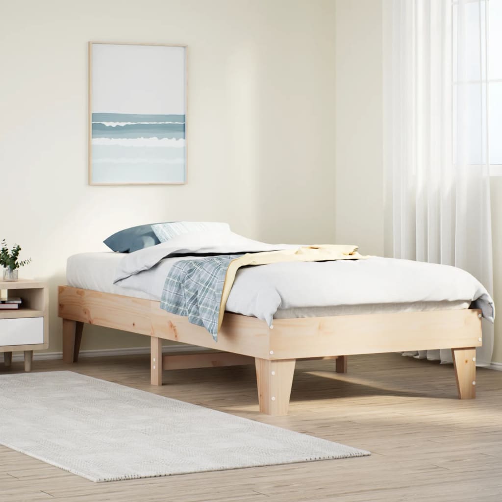 Bed Frame without Mattress 90x200 cm Solid Wood Pine