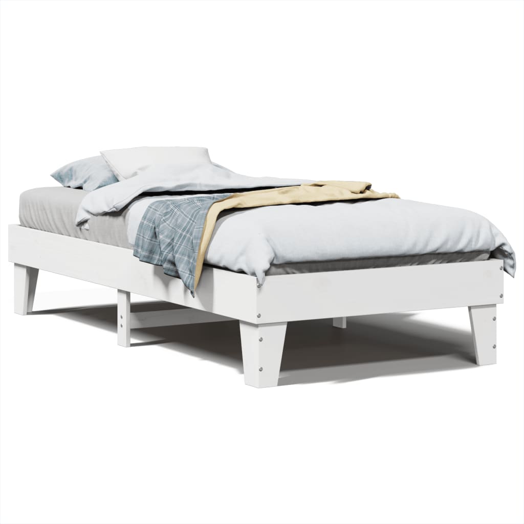 Bed Frame without Mattress White 90x200 cm Solid Wood Pine