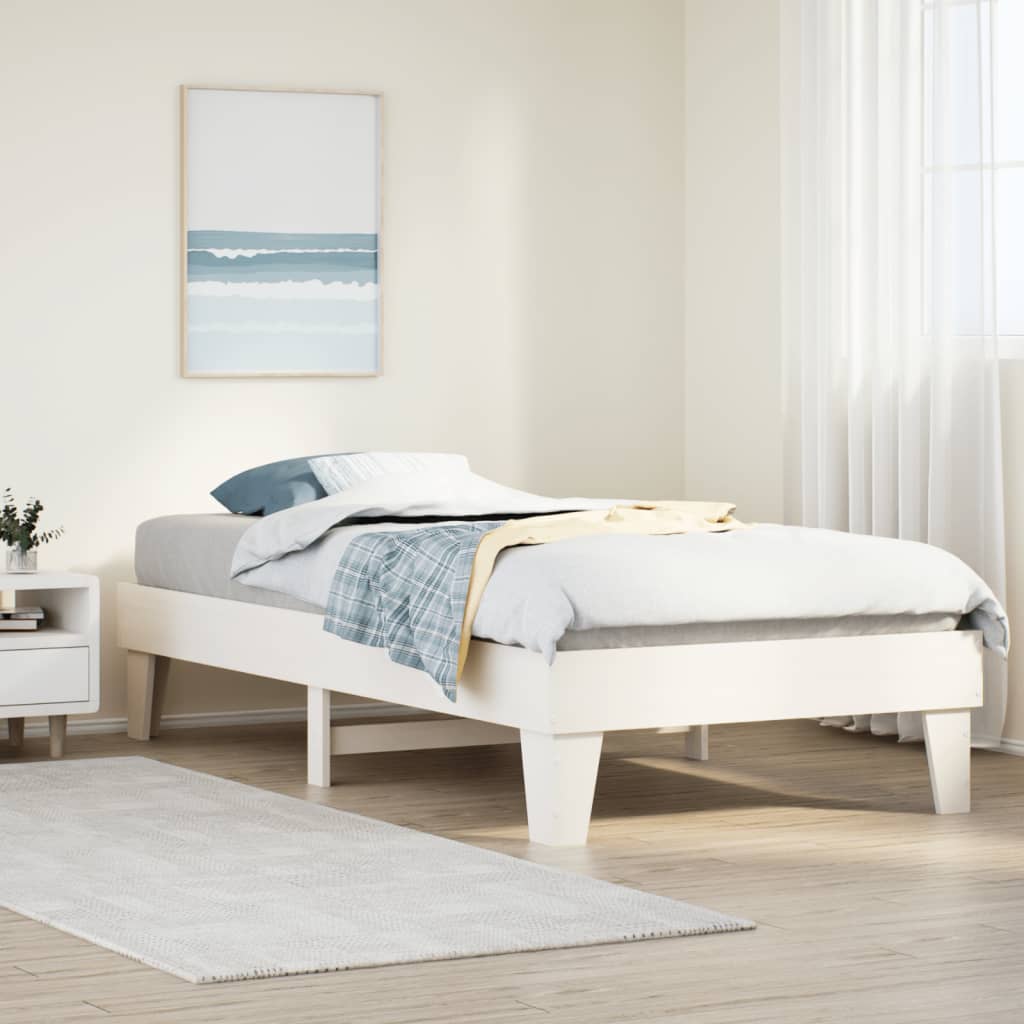 Bed Frame without Mattress White 90x200 cm Solid Wood Pine