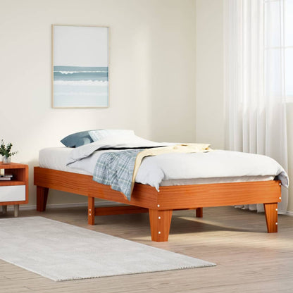 Bed Frame without Mattress Wax Brown 90x200 cm Solid Wood Pine