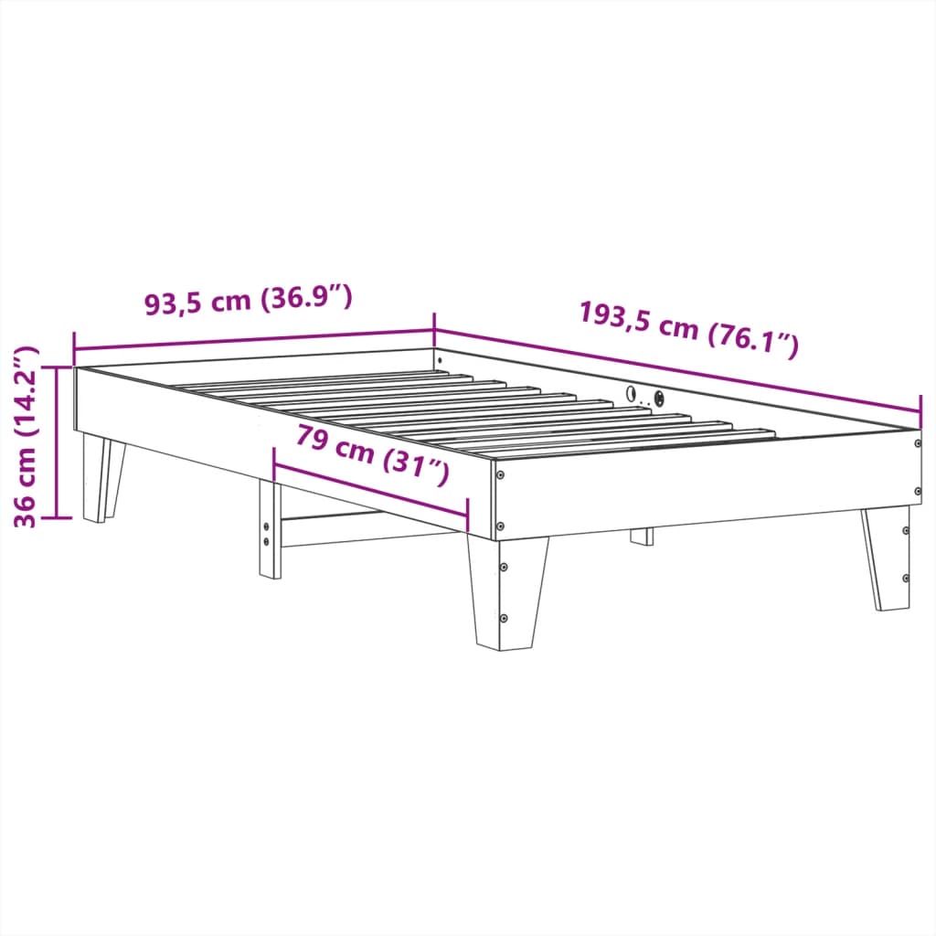 Bed Frame without Mattress White 90x190 cm Single Solid Wood Pine