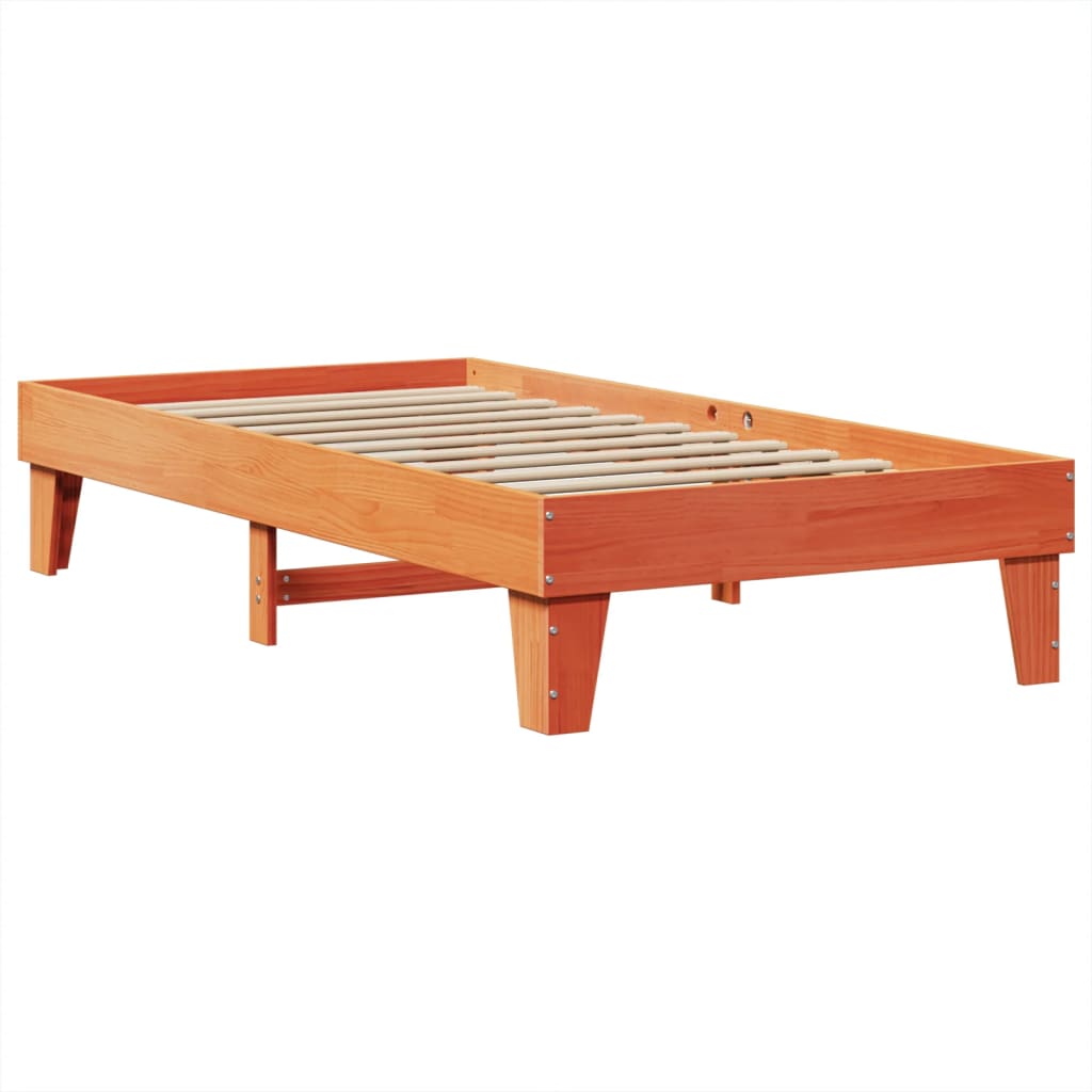 Bed Frame without Mattress Wax Brown 90x190 cm Single Solid Wood Pine