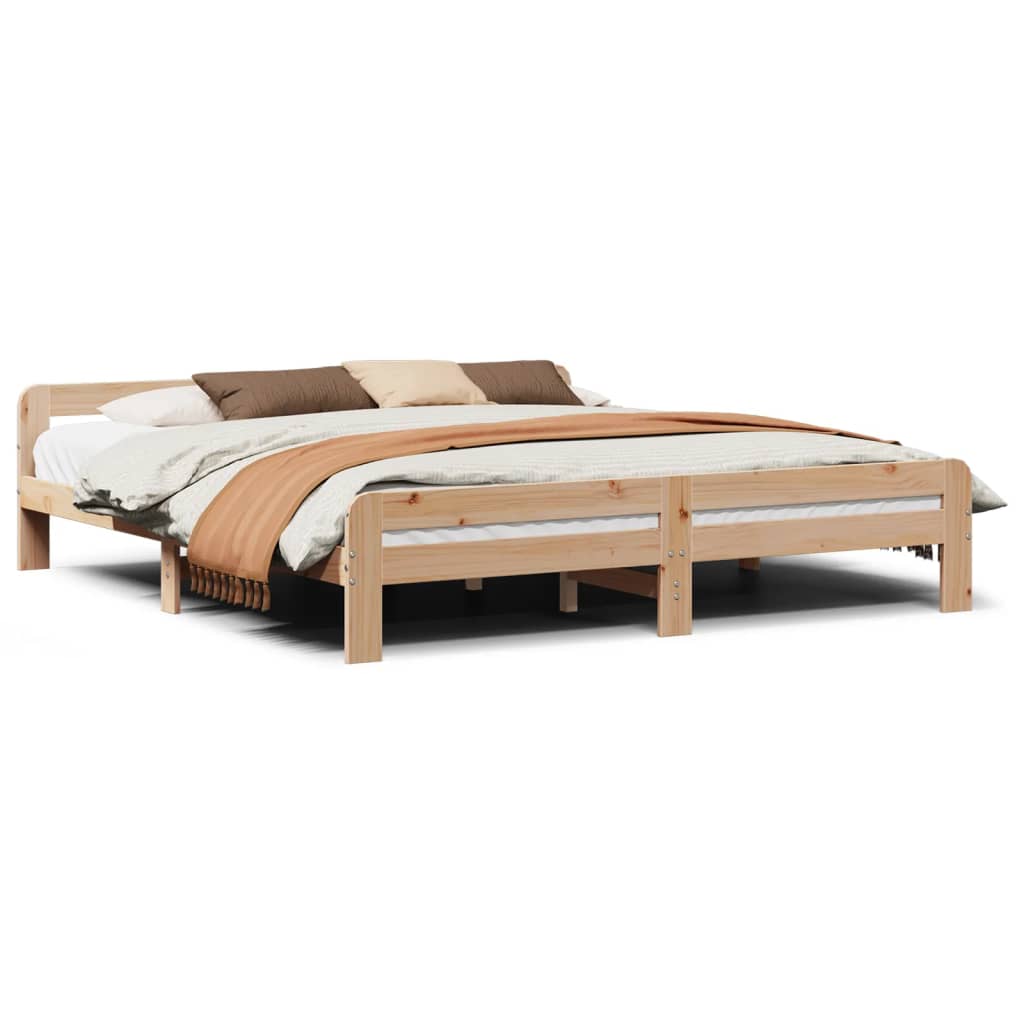 Bed Frame without Mattress 200x200 cm Solid Wood Pine