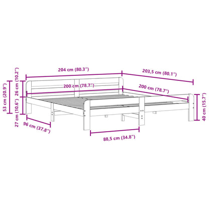 Bed Frame without Mattress 200x200 cm Solid Wood Pine