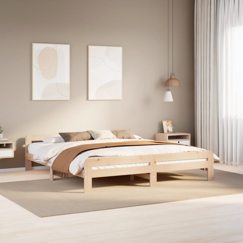 Bed Frame without Mattress 200x200 cm Solid Wood Pine