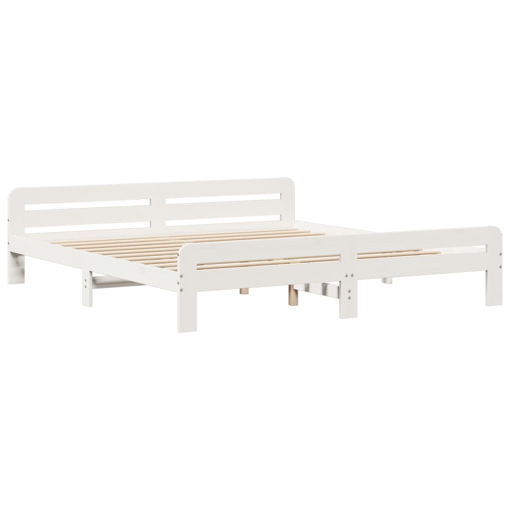 Bed Frame without Mattress White 200x200 cm Solid Wood Pine