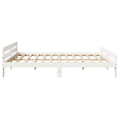 Bed Frame without Mattress White 200x200 cm Solid Wood Pine