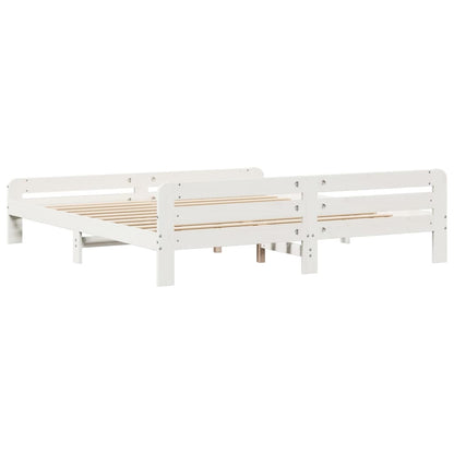 Bed Frame without Mattress White 200x200 cm Solid Wood Pine