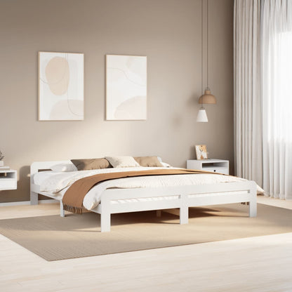 Bed Frame without Mattress White 200x200 cm Solid Wood Pine