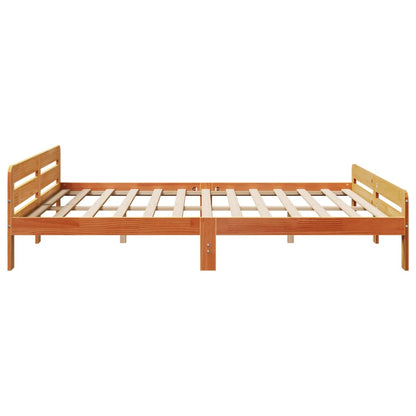 Bed Frame without Mattress Wax Brown 200x200 cm Solid Wood Pine