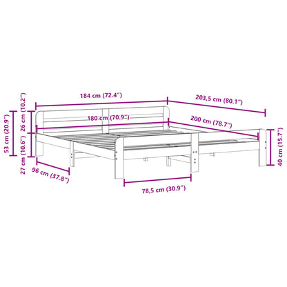 Bed Frame without Mattress 180x200 cm Super King Size Solid Wood Pine