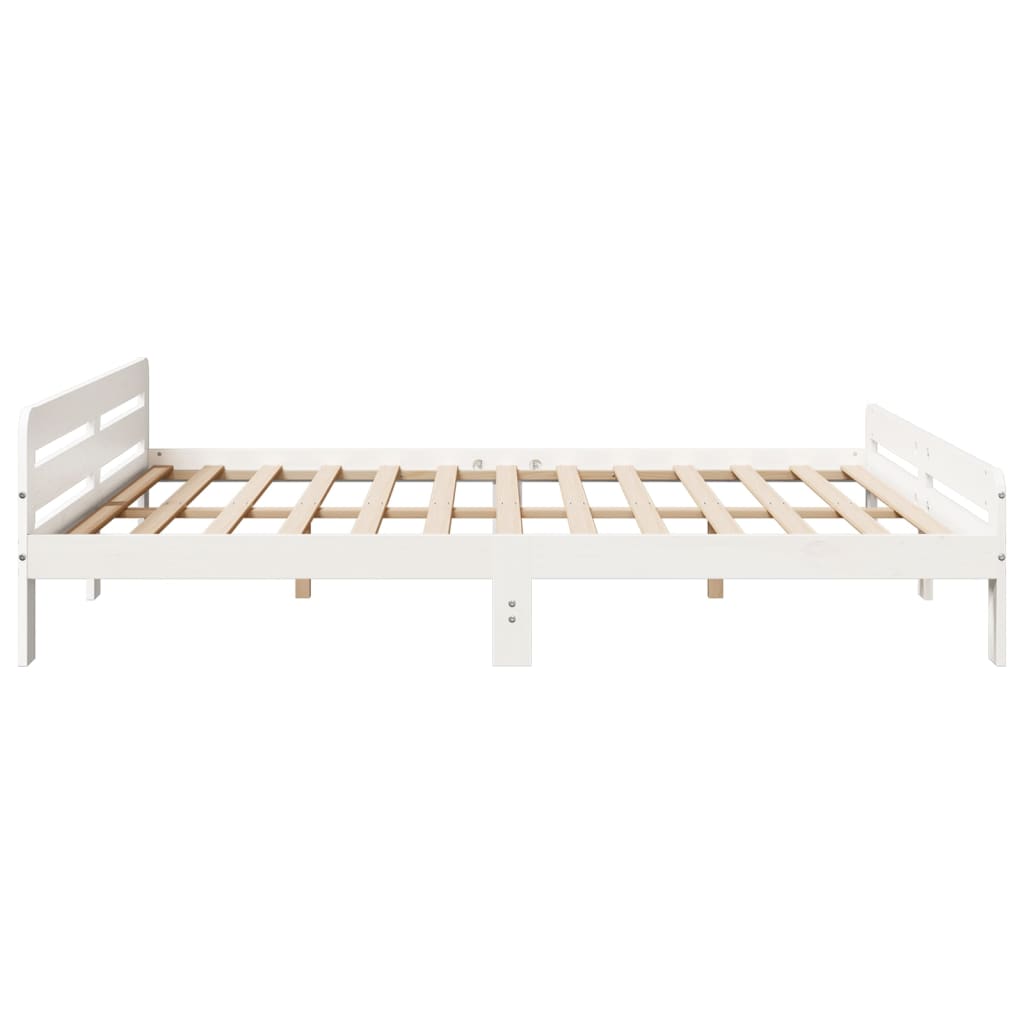 Bed Frame without Mattress White 180x200 cm Super King Size Solid Wood Pine