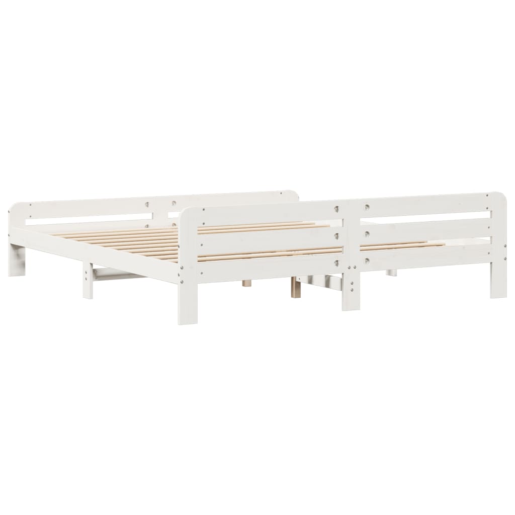 Bed Frame without Mattress White 180x200 cm Super King Size Solid Wood Pine