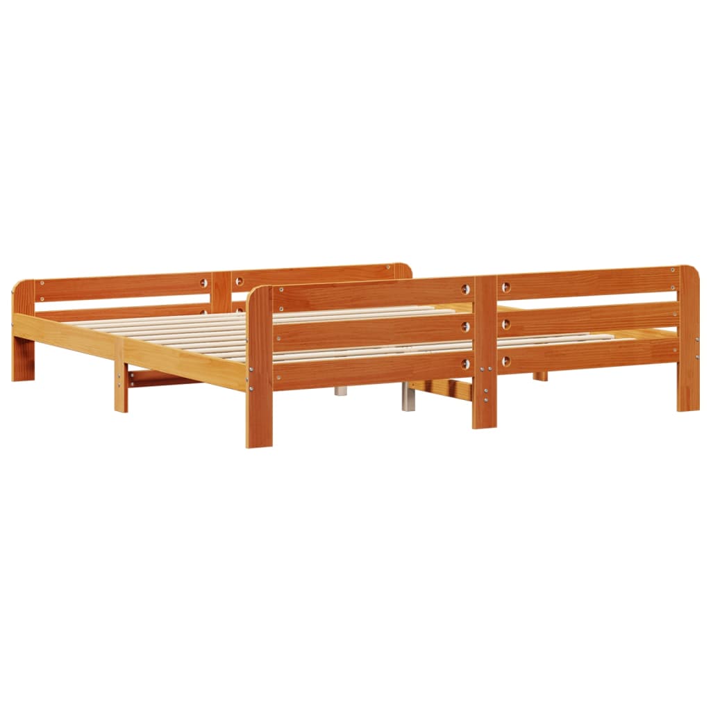 Bed Frame without Mattress Wax Brown 180x200 cm Super King Size Solid Wood Pine