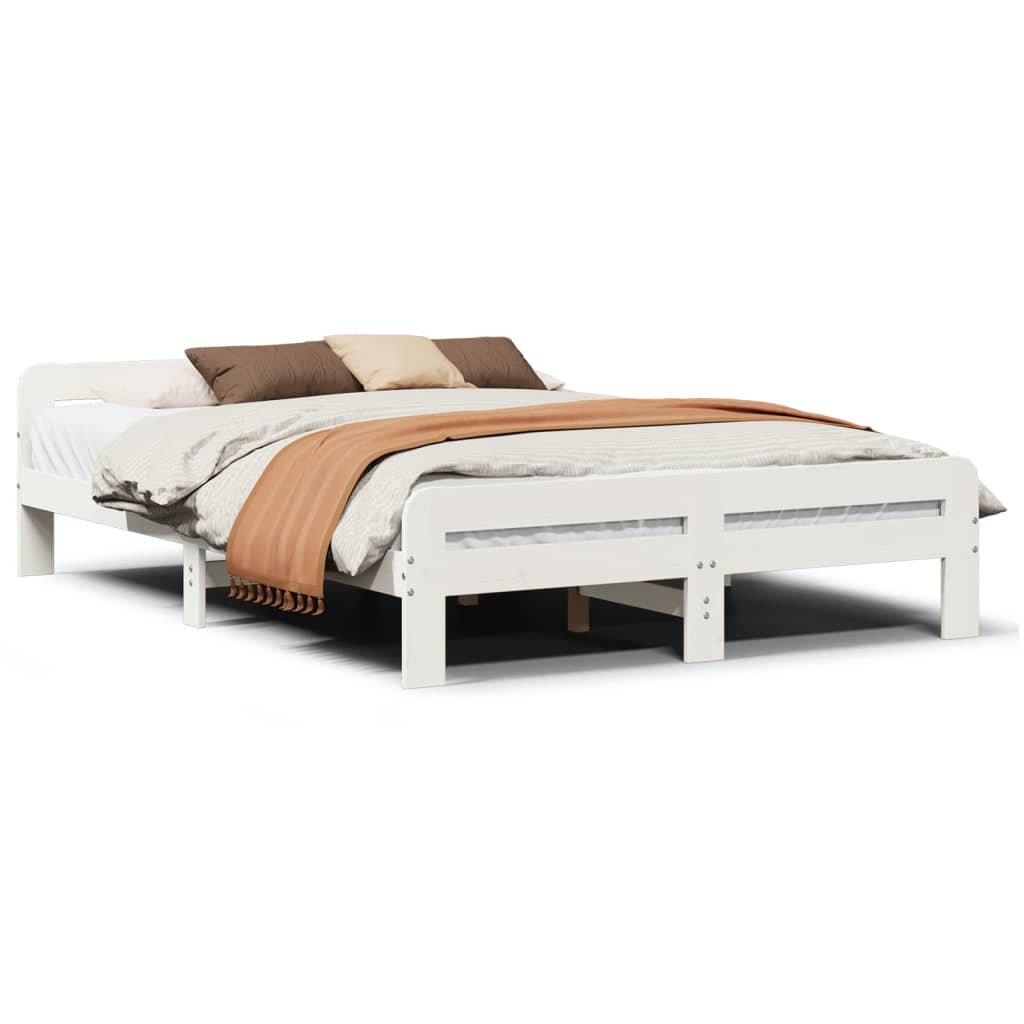 Bed Frame without Mattress White 160x200 cm Solid Wood Pine