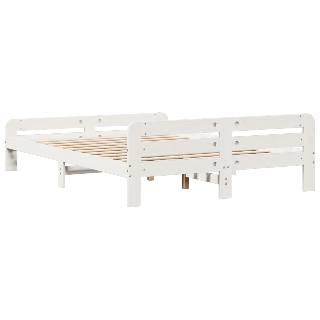 Bed Frame without Mattress White 160x200 cm Solid Wood Pine