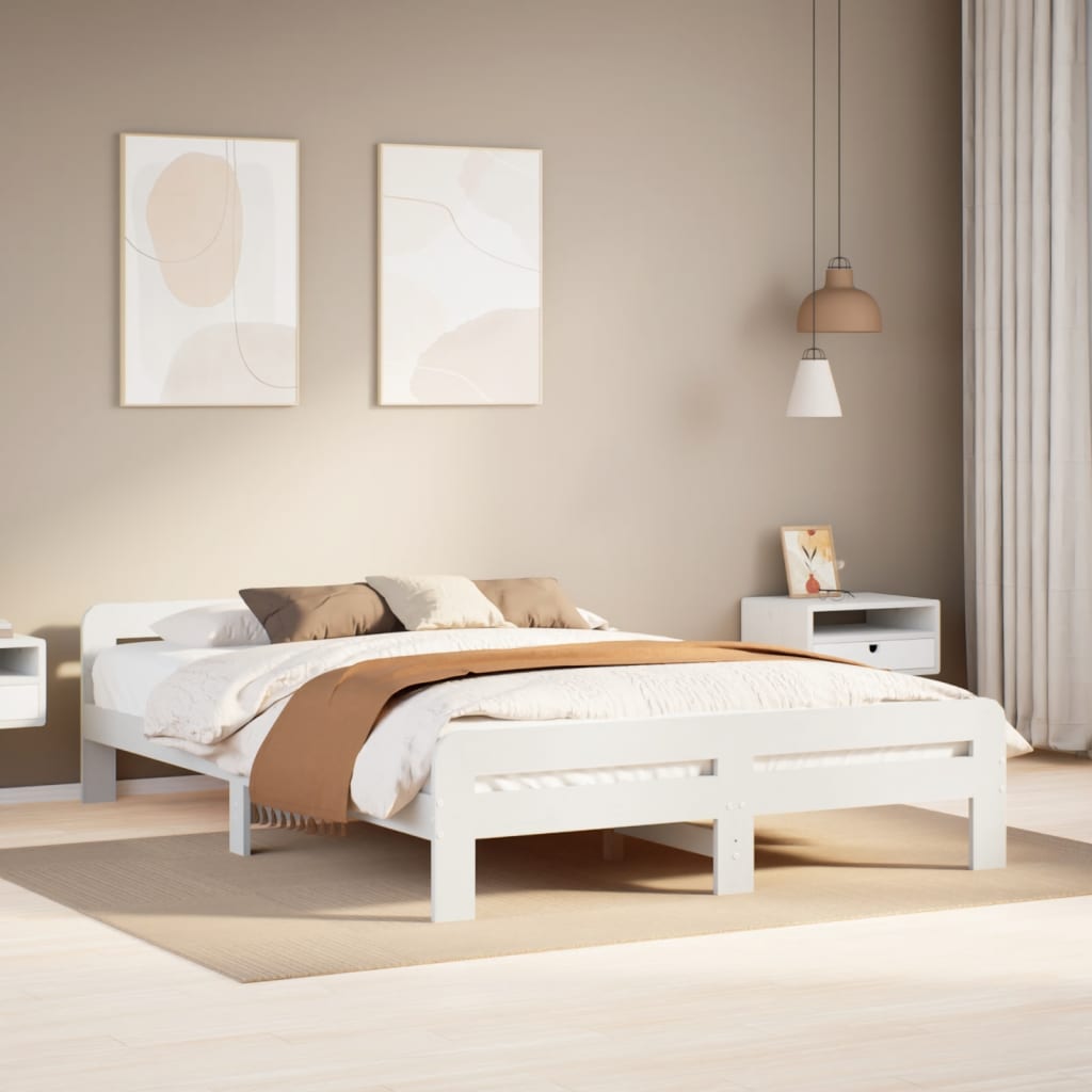 Bed Frame without Mattress White 160x200 cm Solid Wood Pine