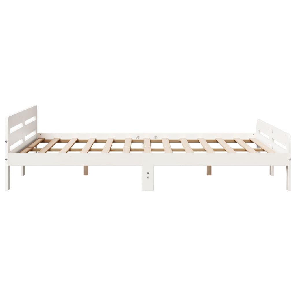 Bed Frame without Mattress White 150x200 cm King Size Solid Wood Pine