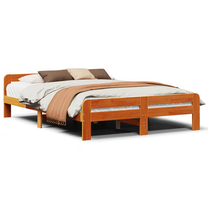 Bed Frame without Mattress Wax Brown 150x200 cm King Size Solid Wood Pine