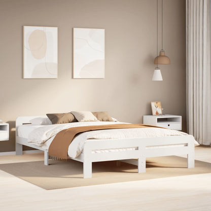 Bed Frame without Mattress White 140x200 cm Solid Wood Pine