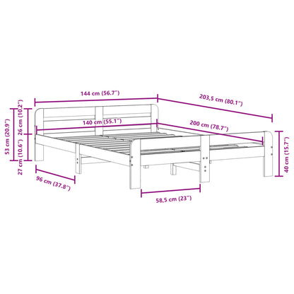 Bed Frame without Mattress Wax Brown 140x200 cm Solid Wood Pine