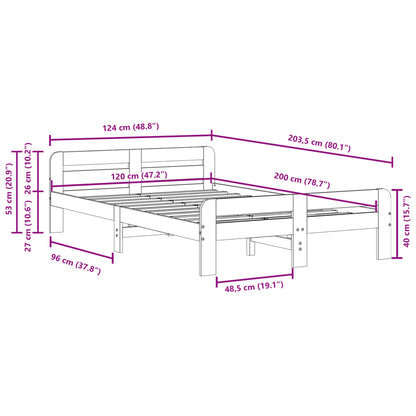 Bed Frame without Mattress 120x200 cm Solid Wood Pine