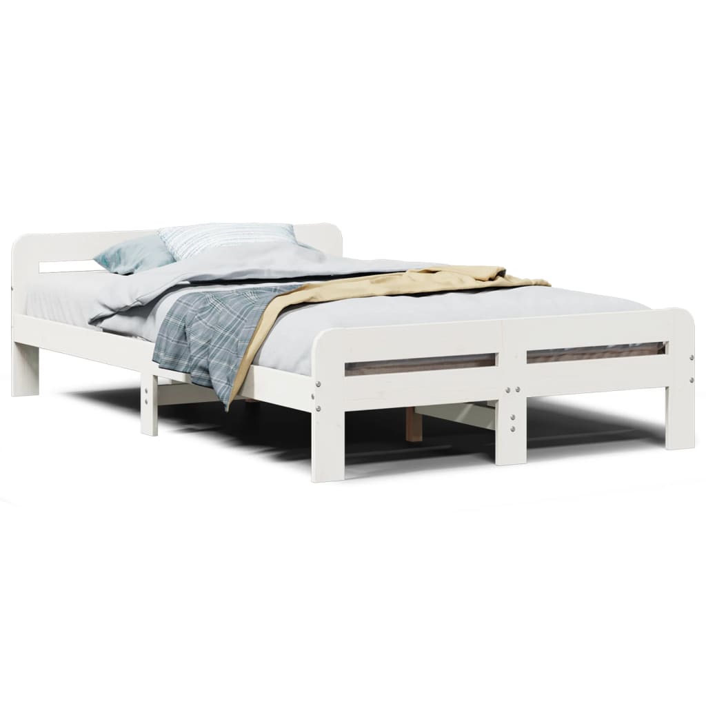 Bed Frame without Mattress White 120x200 cm Solid Wood Pine