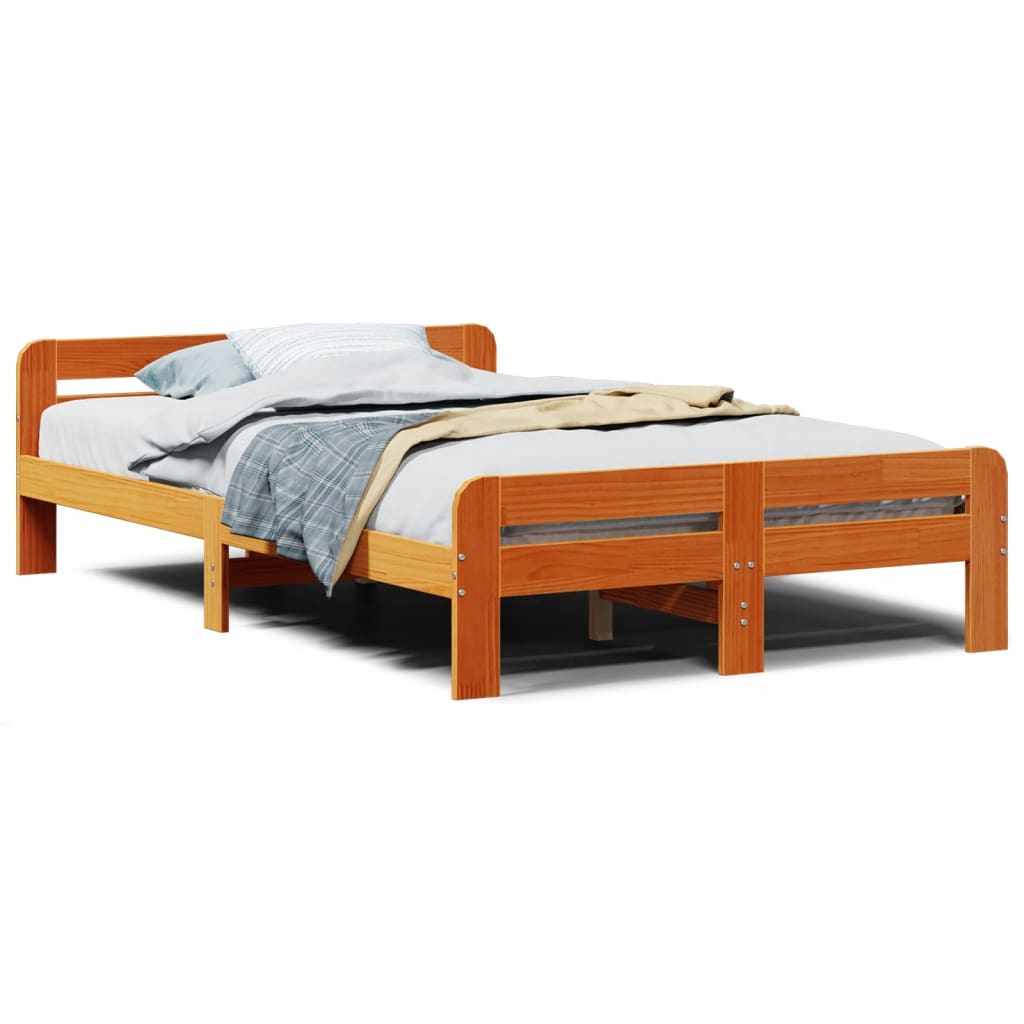 Bed Frame without Mattress Wax Brown 120x200 cm Solid Wood Pine